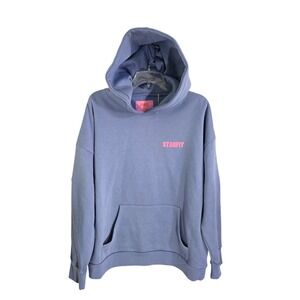 STARFIT Cherry Graphic Hoodie Sweatshirt Women XL Blue Cotton Blend Comfy Casual